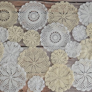 Lot 20 Assorted Crochet Lace Round Snowflake Doilies Lot for Crafts Table Coasters