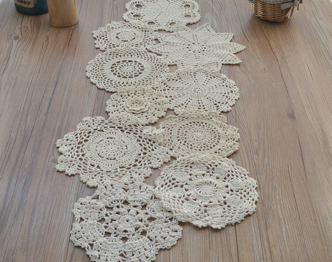 10 Assorted Hand Crochet Lace Doilies Table Placemats Runners