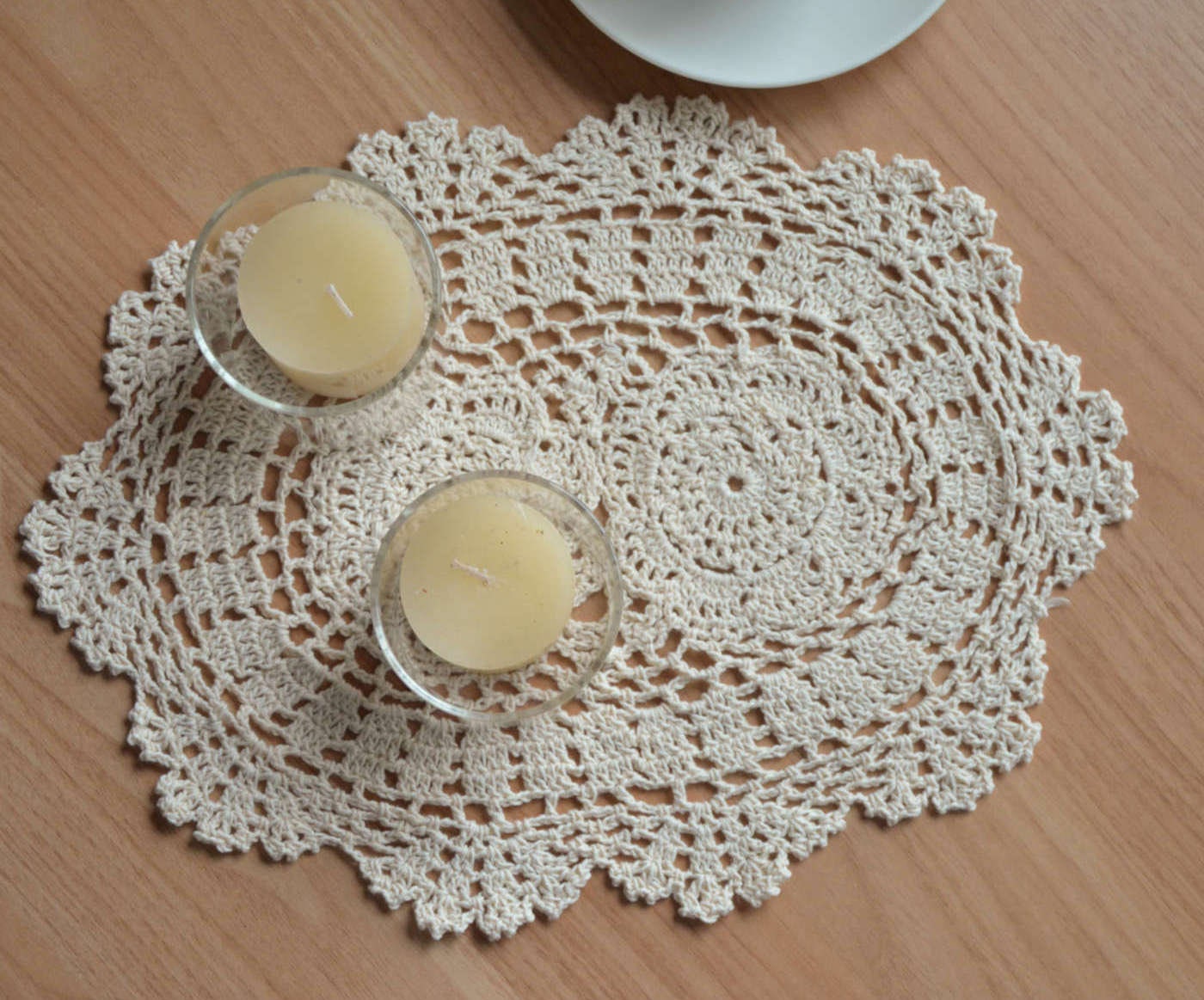 4 Centrini Uncinetto Beige 25cm | Tovagliette Retrò Per Tavolo E Decorazioni Feste