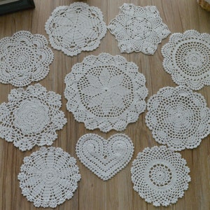Dozen Crochet Small Round Doilies Lot Ecru Snowflakes Cotton Appliques in bulk Dozen Crochet Small Round Doilies Lot Ecru Snowflakes Cotton Appliques in bulk