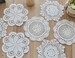 Lot 6 Hand Crochet Assorted Round Doilies Mixed Wedding Table Runners French Country Floral Snowflake Cotton Coasters