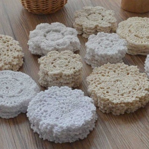 Lot 100 Assorted Hand Crochet Round Small Lace Doilies Christmas Snowflake embellishments for DIY crafts