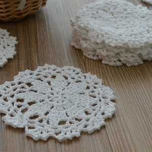 Dozen Hand Crochet Snowflake Doilies For Crafts Cotton 4&quot; Round Small Sewing Appliques for Scrapbooking Christmas