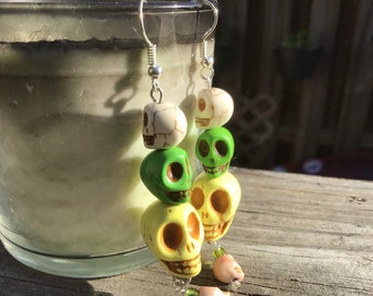 Key Lime Pie Skulls, Earrings
