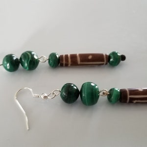 Green Stones and Bones Earrings