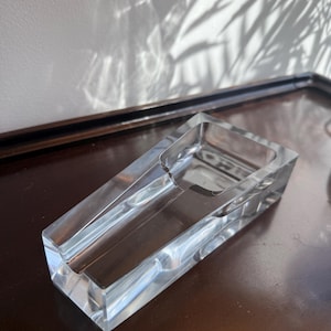 Crystal Cigar Rest Ashtray Dish Vintage Smoking Accessory Tray Rectangular Clear Incense Holder Decoration Midcentury Glass Minimalist Desk