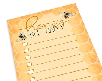 Honey Bee Happy Notepad: Daily To-Do List Memo Pad