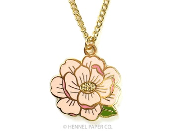 Flower Charm Necklace, Mothers Day Gift, Cute Everyday Floral Charm Pendant Necklace, gifts for her, trending jewelry, Hennel Paper Co.