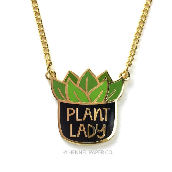 Plant Lady Necklace: Gold Charm Pendant, 18” Chain