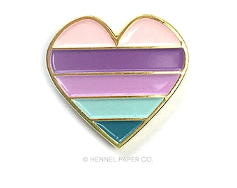Heart Enamel Pin - Lapel Pin - Heart Pin - Rainbow Brooch - Best Friend Gift - Gifts for her - Gifts under 15 - Hennel Paper Co. - PIN29