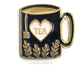 Tea Enamel Pin - Lapel Pin - Tea Pin - Tea Brooch - Best Friend Gift - Gifts for her - Gifts under 15 - Hennel Paper Co. - PIN30