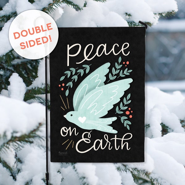 Christmas Garden Flag - DOUBLE SIDED - Ready to Ship - Peace on Earth Christmas Welcome Flag Classic Outdoor Yard Decor Hennel Paper Co.