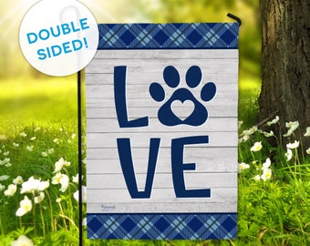 Dog Mom Love Paw Print Garden Flag - DOUBLE SIDED - Ready to Ship - Dog Mom Gift - Cat Lady Modern Farmhouse Welcome Flag Yard Outdoor Decor