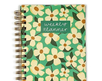 Flower Undated Weekly Spiral Planner - Life and Work - Simple 12 Month Planner with Snap-in Ruler - Hennel Paper Co. - Free Shipping