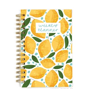 Lemons Undated Weekly Spiral Planner - Life and Work - Simple 12 Month Planner with Snap-in Ruler - Hennel Paper Co. - Free Shipping