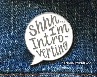 Funny Enamel Pin - Introvert Enamel Pin - Speech Bubble Brooch - Introvert Gift - - white lapel pin - PIN8