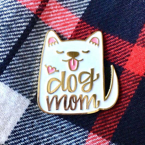 Dog Mom Enamel Pin White - Mother Day Gift - Dog Mom Gift - Dog Pin - Dog Enamel Pin - Dog lapel pin - Gifts under 15 Gifts for her under 30