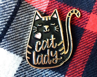 Cat Lady Enamel Pin - Cat Pin - Mothers Day Gift- Cat Enamel Pin - Cat Brooch Pin - Cat gift - Cat lapel pin - Black Cat