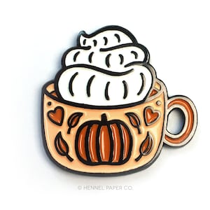 Fall Enamel Pin Autumn Enamel Pin Pumpkin Spice Latte Pin Pumpkin Spice and Everything Nice Hennel Paper Co. image 2