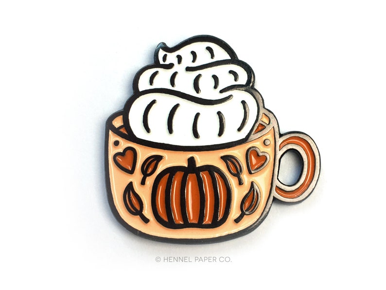 Fall Enamel Pin Autumn Enamel Pin Pumpkin Spice Latte Pin Pumpkin Spice and Everything Nice Hennel Paper Co. image 2