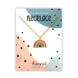 Rainbow Charm Necklace, Cute necklace, Charm Necklace, Pendant Necklace, everyday necklace, gifts for her, trending jewelry, Hennel Paper Co image 3