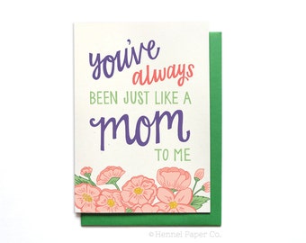 Funny Mothers Day Card - Second Mom Card Floral - Aunt Card - You've always been just like a mom to me - Honorary Mom - MD3