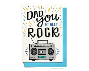 Funny Father's Day Card- Father Birthday Card - Dad You Totally Rock - Card for Dad - Dad Birthday Card - FD35