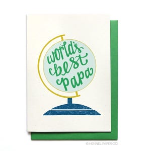 Best Papa Birthday Card - World's Best Papa - Globe - Hennel Paper Co. - FD9