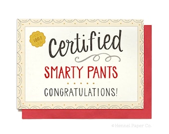 Graduation Card - Congrats Grad - Certified Smarty Pants - Class of 2023 - College Grad - High School Grad - GR9