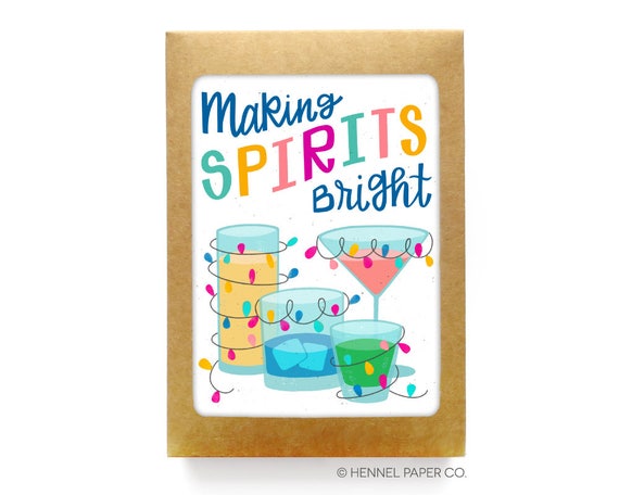Funny Christmas Card Set: Making Spirits Bright, Mixed Drinks