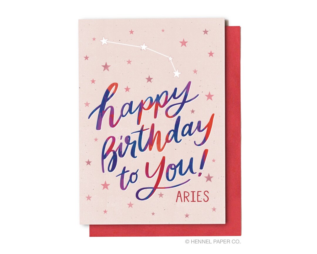 Aries Birthday Card - Zodiac Birthday Card - Astrology Birthday Card