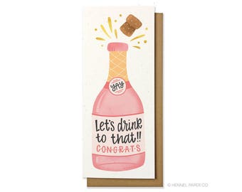 Congrats Card - Rosé Champagne Card - Lets Drink To That - Wedding Money Card - Bridal Shower Card - Engagement Card - Hennel Paper Co. CG13