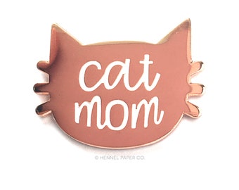 Cat Mom Enamel Pin - Rose Gold - Valentines Day Gift - Cat Mom Gift - Mothers Day Gift for her under 15 - Cat Mom Pin PIN17 Hennel Paper Co