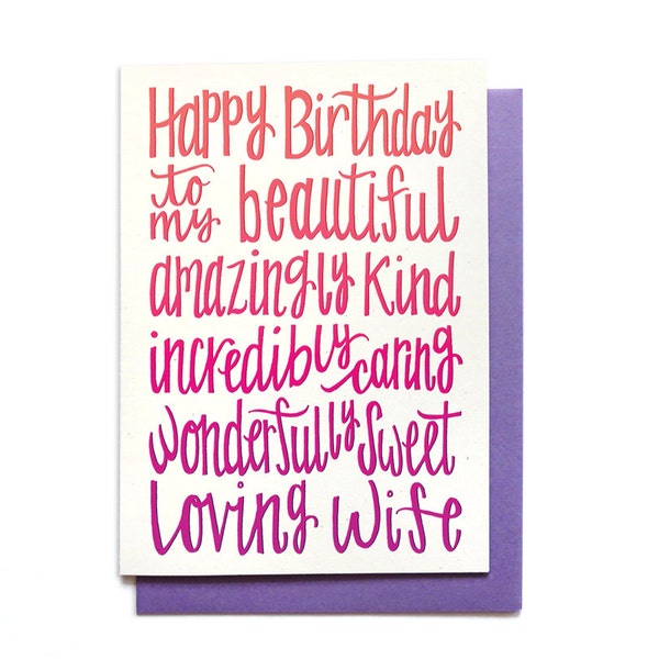 Wife Birthday Card - Happy Birthday to my Beautiful Wife - Birthday Card spouse