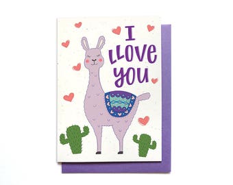 Funny Anniversary Card - Llama Love Card - I Llove You - Funny Love Card - Hennel Paper Co - LV36