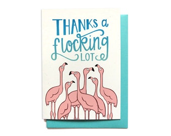 Funny Thank You Card - Thanks a Flocking Lot - Flamingos - Hennel Paper Co. TY7