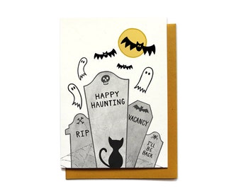 Halloween Card - Graveyard - Happy Haunting