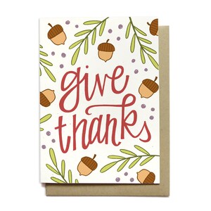 Give Thanks Card: Thanksgiving Greeting on Recycled Cardstock afbeelding 1