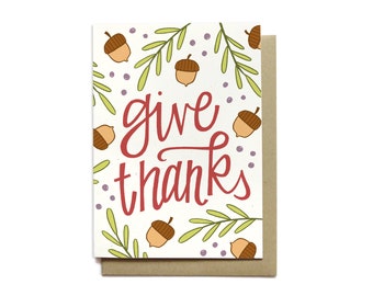 Give Thanks Card: Thanksgiving Greeting on Recycled Cardstock