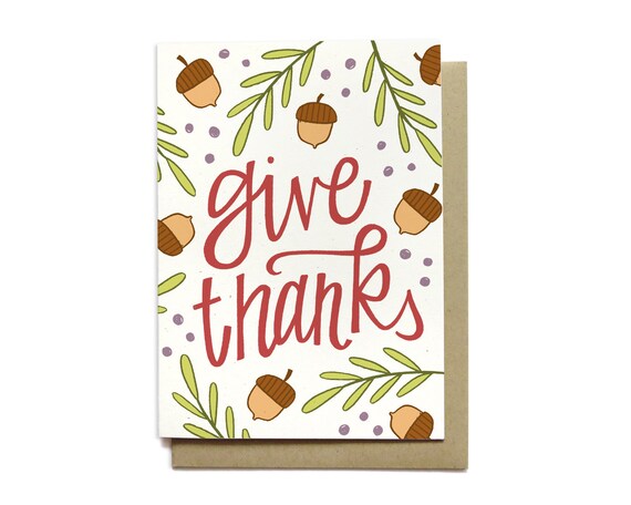 Give Thanks Card: Thanksgiving Greeting on Recycled Cardstock