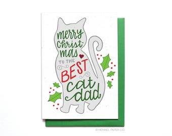 Cat Christmas Card for Cat Dad – Holiday Greeting from Pet