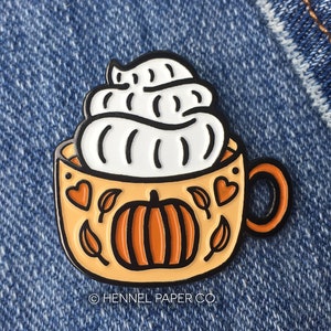 Fall Enamel Pin Autumn Enamel Pin Pumpkin Spice Latte Pin Pumpkin Spice and Everything Nice Hennel Paper Co. image 1