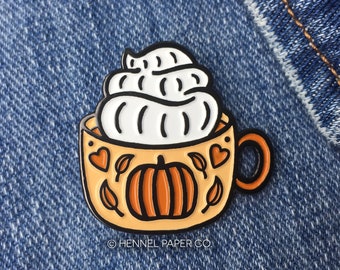 Fall Enamel Pin - Autumn Enamel Pin - Pumpkin Spice Latte Pin - Pumpkin Spice and Everything Nice - Hennel Paper Co.