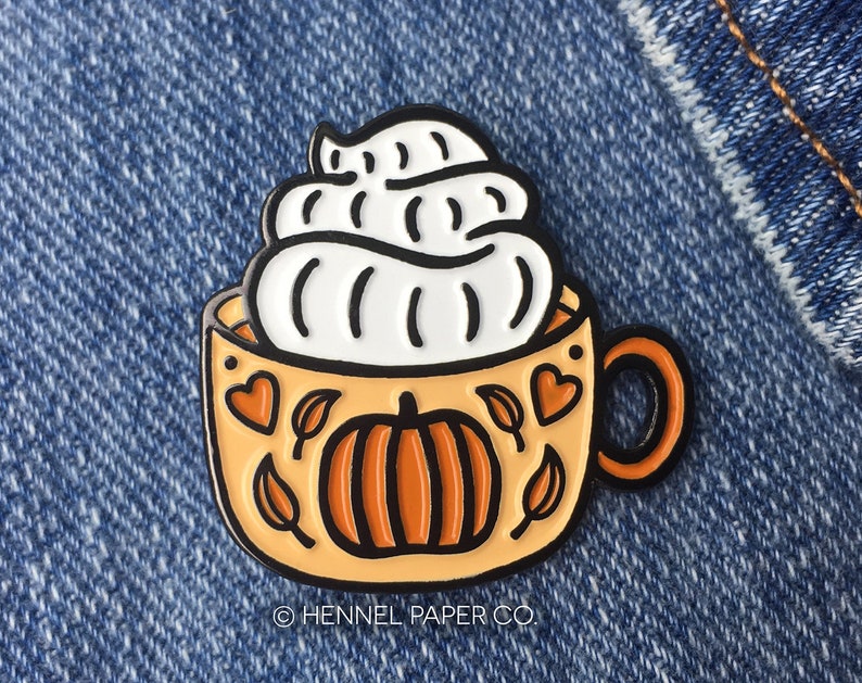 Fall Enamel Pin Autumn Enamel Pin Pumpkin Spice Latte Pin Pumpkin Spice and Everything Nice Hennel Paper Co. image 1