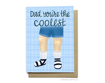 Funny Dad Birthday Card - Funny Dad Card - Funny Fathers Day Card - Dad You're the Coolest. - Socks and Sandals - Hennel Paper Co. - FD40