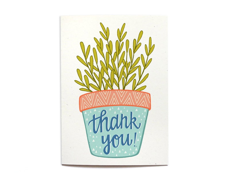 Thank You Card Houseplant Thanks Card Cute Thank You Etsy