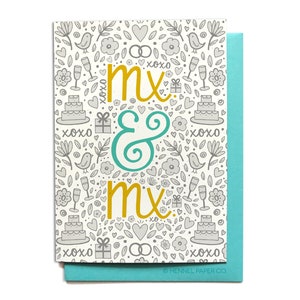 Gender Neutral Mx &amp; Mx Wedding Card Wedding Congratulations - Etsy