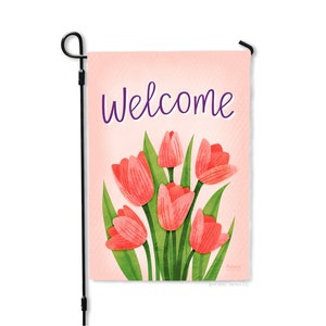 Tulips Welcome Spring Garden Flag - Double Sided Outdoor Decor bild 4