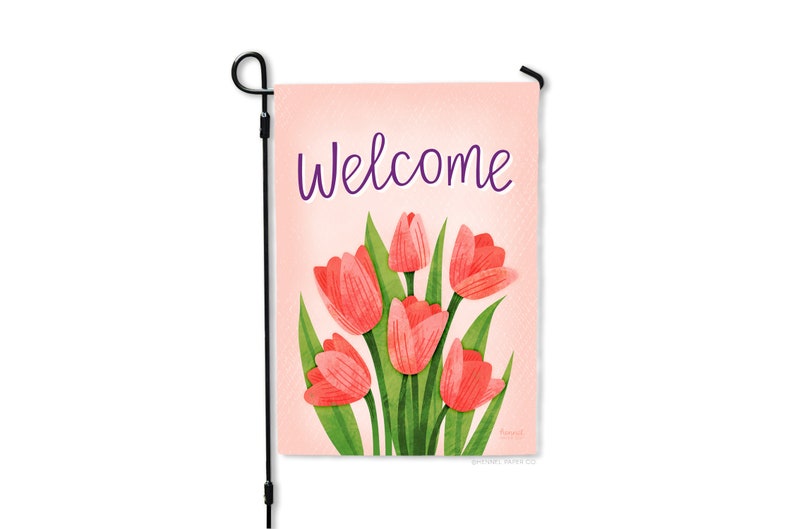Tulips Welcome Spring Garden Flag - Double Sided Outdoor Decor bild 4