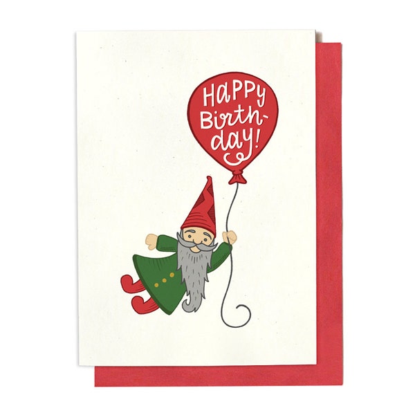 Funny Birthday Card - Gnome Birthday - Happy Birthday - Cute Birthday Card - Whimsical Birthday